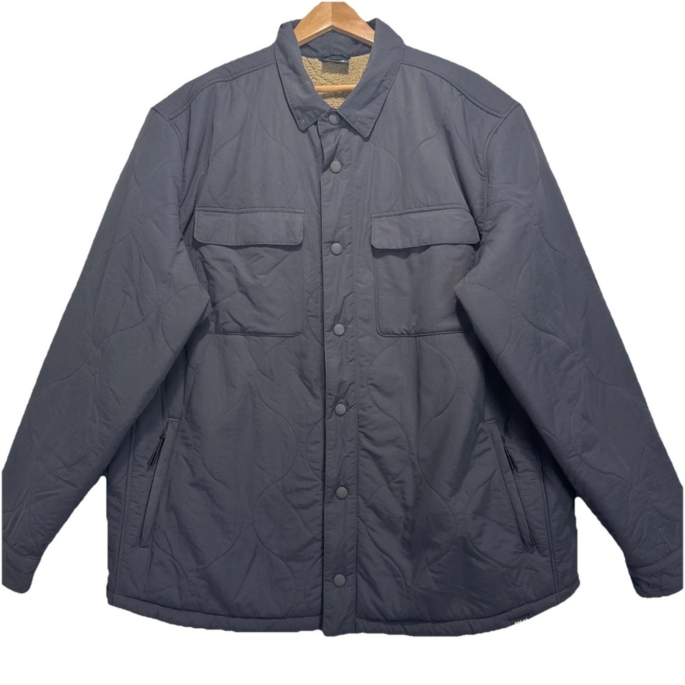 Prana Encinitas Coat Puffer Sherpa Lined‎ Full Button Jacket Sz XL Mens